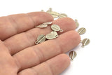 Silver Leaf Charm, 50 Antique Silver Plated Brass Leaf Charms With 1 Loop (10.5x6.5mm) A0155