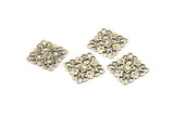 Silver Square Charm, 20 Antique Silver Plated Brass Square Filigree Charms, Findings (15mm) Brs 414 A0273