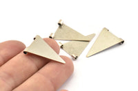 Silver Triangle Charm, 12 Antique Silver Plated Brass Triangle Charms With 2 Holes (17x25mm) Brs 3998 A0407