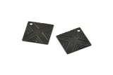 Black Square Charm, 20 Textured Oxidized Black Brass Square Charms With 1 Hole (13x13mm) Brs 433 A0100
