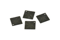 Black Square Charm, 20 Textured Oxidized Black Brass Square Charms With 1 Hole (13x13mm) Brs 433 A0100
