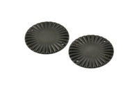 Black Sun Connector, 10 Oxidized Black Brass Round With 2 Holes Connectors (25mm) A0103 H1388