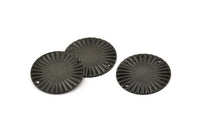 Black Sun Connector, 10 Oxidized Black Brass Round With 2 Holes Connectors (25mm) A0103 H1388