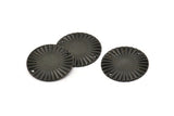 Black Sun Connector, 10 Oxidized Black Brass Round With 2 Holes Connectors (25mm) A0103 H1388