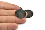 Black Sun Connector, 10 Oxidized Black Brass Round With 2 Holes Connectors (25mm) A0103 H1388