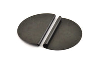 Black Pendant, 2 Oxidized Black Brass Semi Circle Blanks (52x33x0.40mm) B0305 H1362
