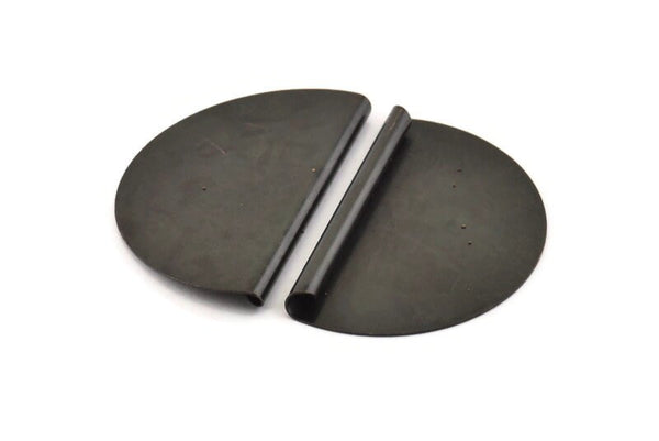 Black Pendant, 2 Oxidized Black Brass Semi Circle Blanks (52x33x0.40mm) B0305 H1362