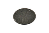 Black Round Tag, 6 Oxidized Black Brass Textured Round Tags With 1 Hole, Stamping Tags (25mm) A0965 H1065