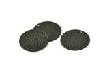Black Round Tag, 6 Oxidized Black Brass Textured Round Tags With 1 Hole, Stamping Tags (25mm) A0965 H1065