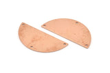 Semi Circle Blank, 6 Raw Copper Half Moon Charms With 3 Holes, Stamping Blanks (38x17x0.80mm) M677