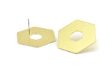 Brass Hexagon Earring, 6 Raw Brass Hexagon Stud Earrings (30x0.80mm) D0514--c018 A1697