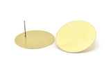 Brass Round Earring, 6 Raw Brass Round Stud Earrings (30mm) B0336 A1694
