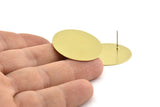 Brass Round Earring, 6 Raw Brass Round Stud Earrings (30mm) B0336 A1694