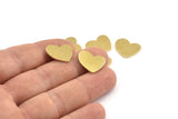 Brass Heart Blank, 12 Raw Brass Heart Blanks, Stamping Blanks (16x14x1mm) M848