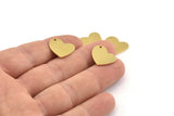 Brass Heart Charm, 12 Raw Brass Heart Charms With 1 Hole (16x14x1mm) M850