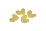 Brass Heart Charm, 12 Raw Brass Heart Charms With 1 Hole (14x11x1mm) M855