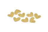 Brass Heart Charm, 12 Raw Brass Heart Charms With 2 Holes (14x11x1mm) M857