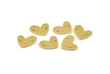 Brass Heart Charm, 12 Raw Brass Heart Charms With 2 Holes (14x11x1mm) M857