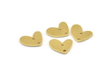 Brass Heart Charm, 12 Raw Brass Heart Charms With 2 Holes (14x11x1mm) M858