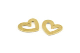 Brass Heart Charm, 12 Raw Brass Heart Charms With 1 Hole (16x14x1mm) M864