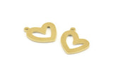 Brass Heart Charm, 12 Raw Brass Heart Charms With 1 Loop (16x14x1mm) M861