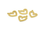 Brass Heart Charm, 12 Raw Brass Heart Charms With 1 Loop (16x14x1mm) M861