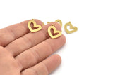 Brass Heart Charm, 12 Raw Brass Heart Charms With 1 Loop (16x14x1mm) M861