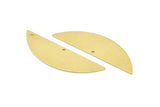 Semi Circle Charm, 6 Raw Brass Half Moon Charms With 1 Hole (51x15x0.70mm) M870