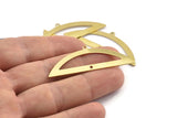 Semi Circle Charm, 6 Raw Brass Half Moon Charms With 1 Loop And 1 Hole, Blanks (51x17x0.70mm) M935