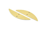 Semi Circle Charm, 6 Raw Brass Half Moon Charms With 2 Holes (37x8x0.70mm) M884