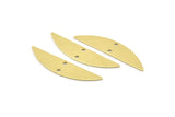 Semi Circle Charm, 6 Raw Brass Half Moon Charms With 2 Holes (37x8x0.70mm) M884