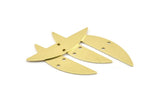 Semi Circle Charm, 6 Raw Brass Half Moon Charms With 2 Holes (37x8x0.70mm) M884