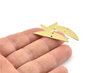 Semi Circle Charm, 6 Raw Brass Half Moon Charms With 2 Holes (37x8x0.70mm) M884