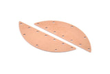 Semi Circle Blank, 6 Raw Copper Semi Circle Charms With 10 Holes, Stamping Blanks (51x15x0.70mm) M927