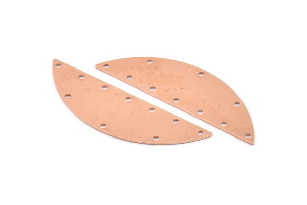 Semi Circle Blank, 6 Raw Copper Semi Circle Charms With 10 Holes, Stamping Blanks (51x15x0.70mm) M927