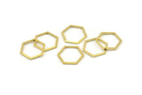 Brass Hexagon Charm, 24 Raw Brass Hexagon Rings, Connectors (14x1mm) A1637