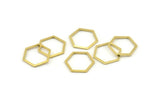 Brass Hexagon Charm, 24 Raw Brass Hexagon Rings, Connectors (14x1mm) A1637