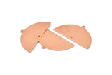 Semi Circle Charm, 6 Raw Copper Half Moon Charms With 2 Holes, Blanks (38x20x0.80mm) M682