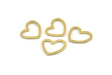 Brass Heart Charm, 24 Raw Brass Heart Connectors, Findings (16x14x1mm) M686