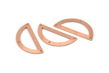Semi Circle Charm, 12 Raw Copper Half Moon Charms With 3 Holes, Blanks (38x17x0.80mm) M701