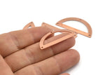 Semi Circle Charm, 12 Raw Copper Half Moon Charms With 3 Holes, Blanks (38x17x0.80mm) M701