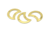 Brass Moon Charm, 12 Raw Brass Moon Charm With 2 Holes, Blanks, Findings (25x15x0.70mm) M772