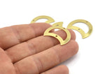 Brass Moon Charm, 12 Raw Brass Moon Charm With 2 Holes, Blanks, Findings (25x15x0.70mm) M772