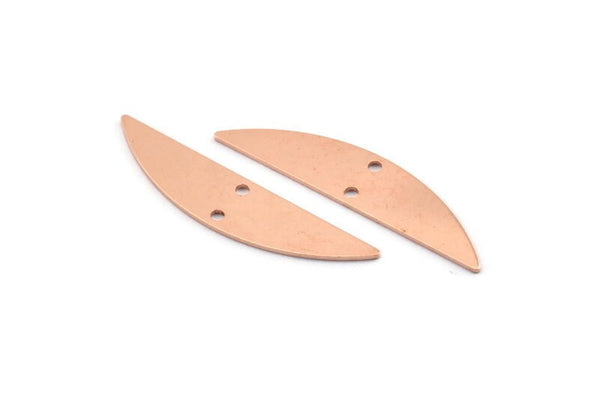 Semi Circle Blank, 6 Raw Copper Half Moon Charms With 2 Holes, Stamping Blanks (37x8x0.70mm) M913