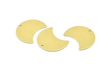 Brass Moon Charm, 12 Raw Brass Moon Charm With 1 Hole, Blanks, Findings (25x15x0.70mm) M729