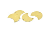 Brass Moon Charm, 12 Raw Brass Moon Charm With 3 Holes, Blanks, Findings (25x15x0.70mm) M735