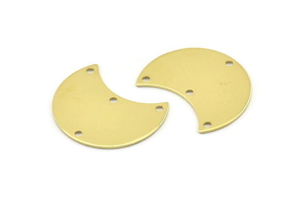 Brass Moon Charm, 12 Raw Brass Moon Charm With 4 Holes, Blanks, Findings (25x15x0.70mm) M736