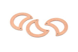 Copper Moon Charm, 10 Raw Copper Moon Charm With 2 Holes, Blanks, Findings (25x15x0.70mm) M763