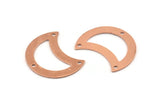 Copper Moon Charm, 10 Raw Copper Moon Charm With 3 Holes, Blanks, Findings (25x15x0.70mm) M766