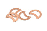 Copper Moon Charm, 10 Raw Copper Moon Charm With 3 Holes, Blanks, Findings (25x15x0.70mm) M766